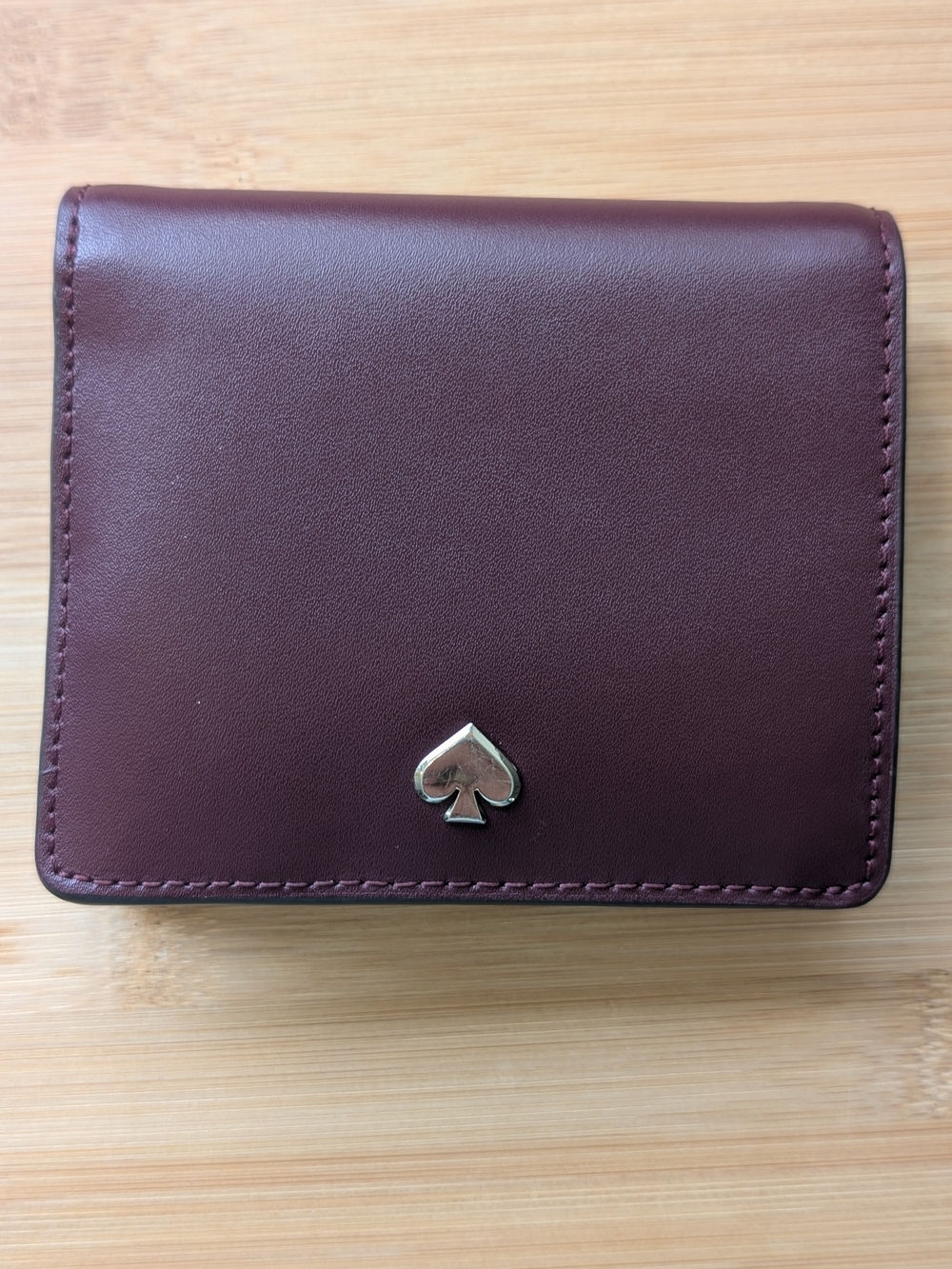 Kate Spade Compact Leather Wallet in Deep Burgundy